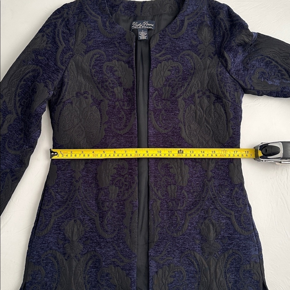 Lucky Brand black and blue brocade open blazer - Picture 10 of 13
